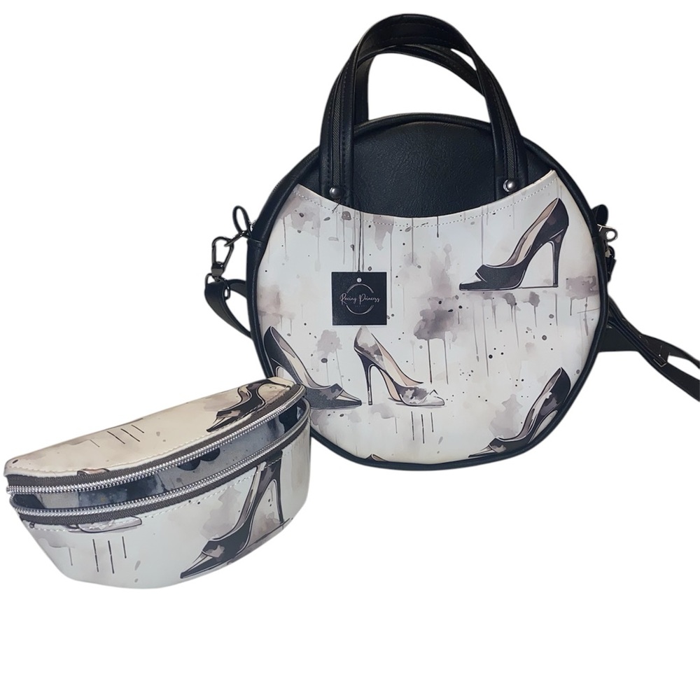 Elegant Black and White Women's Bag Set NWT